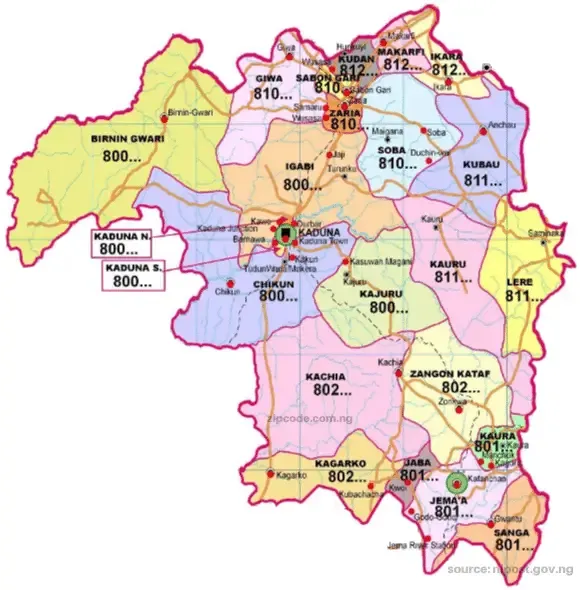 Kaduna State Postal Code Maps