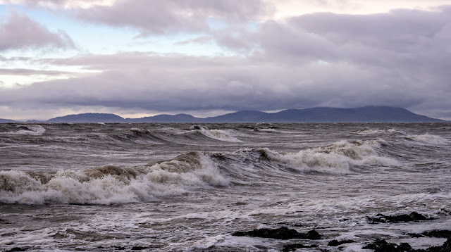 Photo of the view looking across the Solway Firth to the Scottish hills