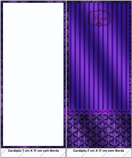 Purple with Arabesques and Stripes Free Party Printables.