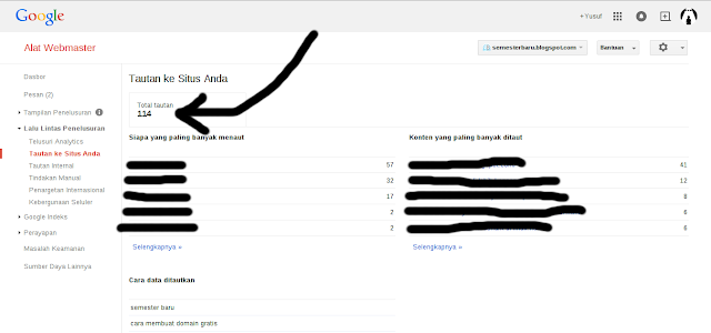 Cara Mengetahui Jumlah Backlink Blog Sendiri Menggunakan Google Webmasters Tools