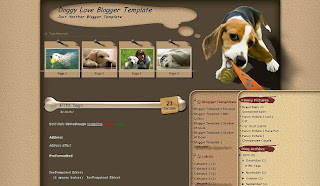 Free Blogger Template - Doggy Love - 3 columns, 2 right sidebars, brown,search box, rss link, dogs, pets