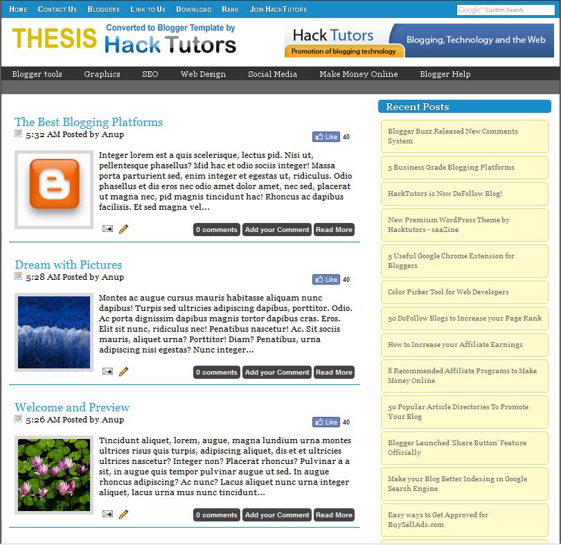 Thesis Blogger Template