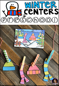 Winter and Snowman Hands-On Math and Literacy Centers and Activities for Preschool.