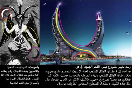 مقارنة صورة باهومت بصورة مبنى القمر الجديد As above So below in Dubai proposed architecture