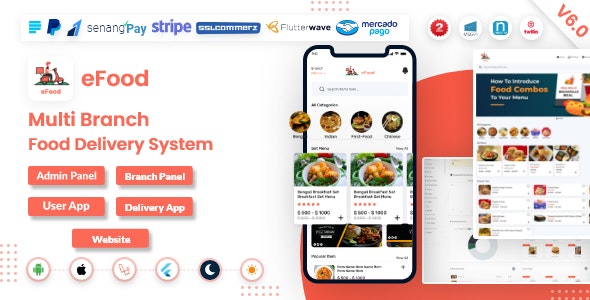 eFood v6.0 – Food Delivery App with Laravel Admin Panel + Delivery ManApp