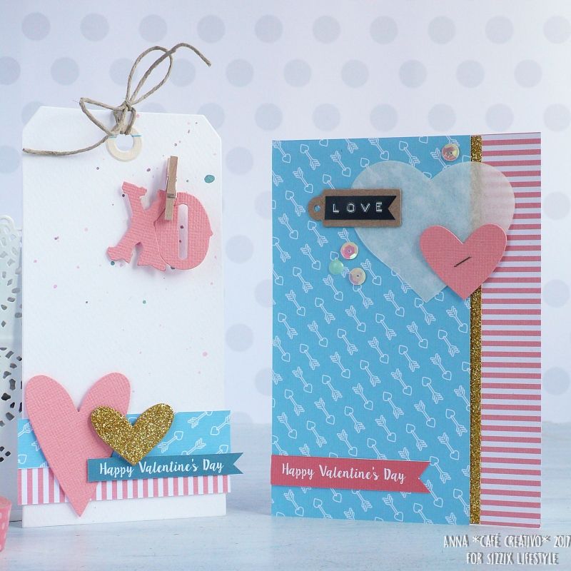 Idee San Valentino: card e tag con carte scrap e fustelle Sizzix