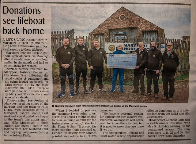 The newspaper cutting about my fund-raising effort for Maryport Inshore Rescue