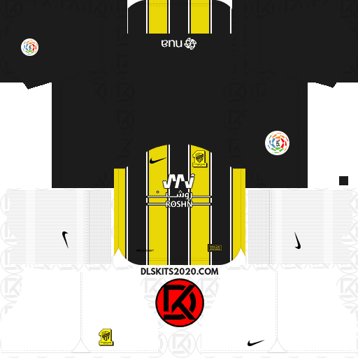 Al Ittihad DLS Kits 2023-2024 Nike In Saudi Roshan League - Dream League Soccer (Home)