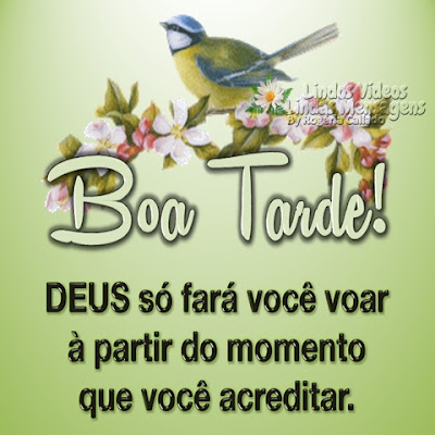 Boa tarde! DEUS só fará você voar à partir do momento que você acreditar.