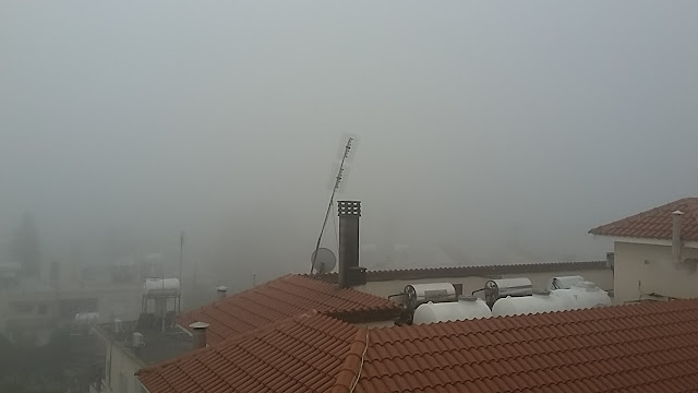 Heavy fog in Nicosia, Cyprus. Photo from Larnakos street looking north east.