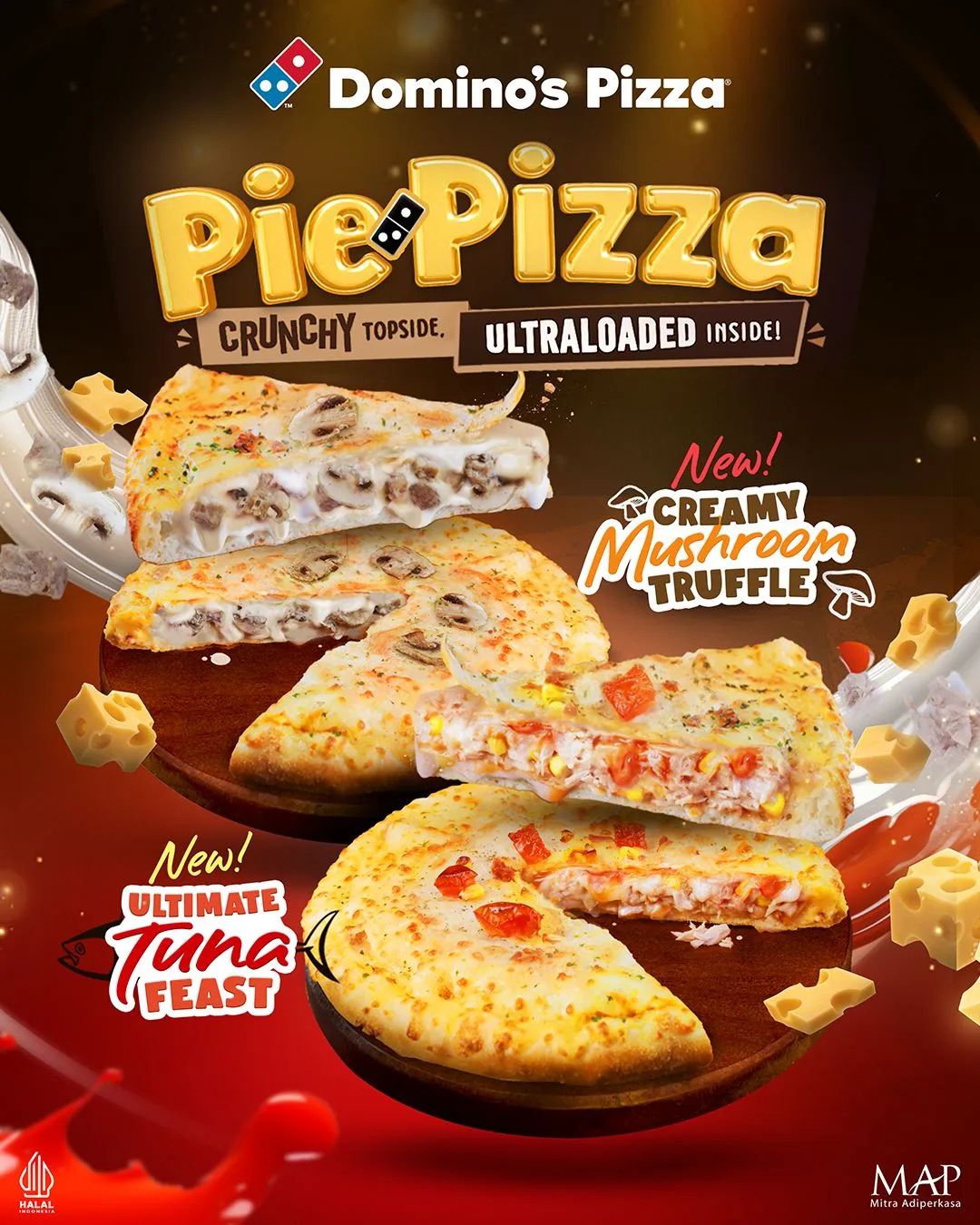 DOMINOS PIE PIZZA ULTIMATE TUNA FEAST & CREAMY MUSHROOM TRUFFLE