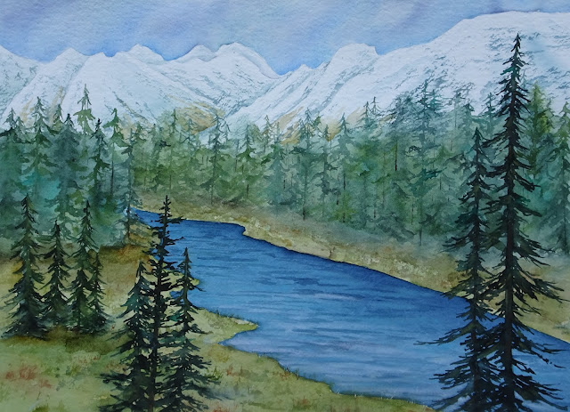 Danielle Beaulieu watercolour jasper river