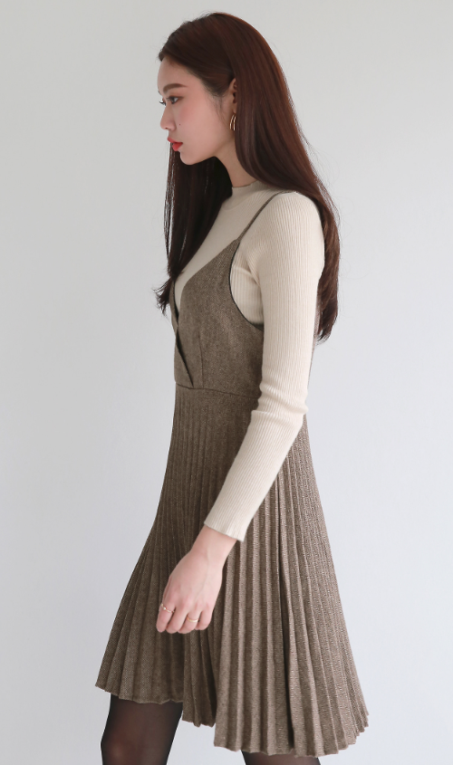 Beige Long Sleeve Top and Dress Set