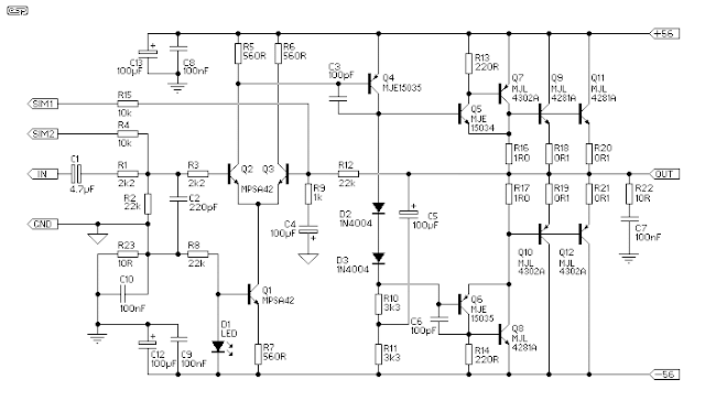 Build a 300 Watt Subwoofer Power Amplifier Circuit Diagram