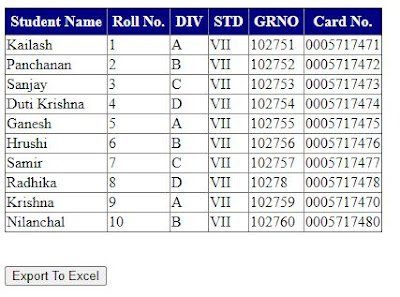 export data from database table to excel file in asp net mvc