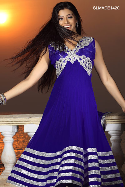 Gorgeous Blue Long Anarkali Suit