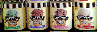 DREYER'S ice cream taste Mint Chocolate Chip, Double Fudge Brownie, French Silk, Washington Apple (slow churned)