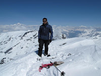 Ben on the summit with Mont Blanc behind 12.12pm