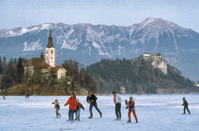 Winter Snow Covered the Bled Castle 