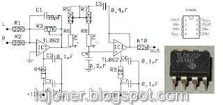 TL-062 Audio Frequency Low Pass Filter for Subwoofer Circuit