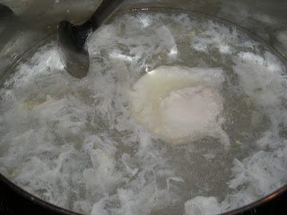 the egg floats in water