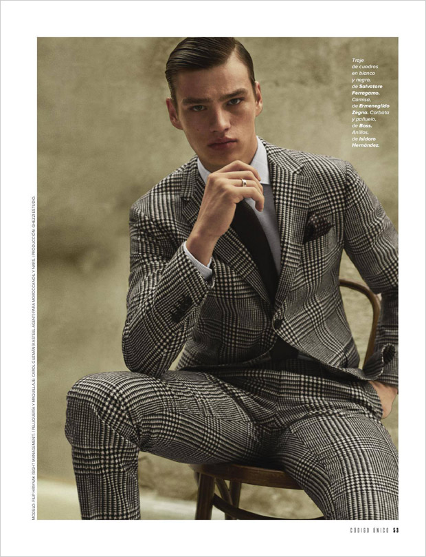 Filip Hrivnak, Hunter & Gatti, Codigo Unico, cover, model, Suits and Shirts, Beatriz Tarrega, Dior Hommme, Boss Tailored, Ermenegildo Zegna, Hermes, Salvatore Ferragamo, Brunello Cucinelli, menswear, moda hombre,