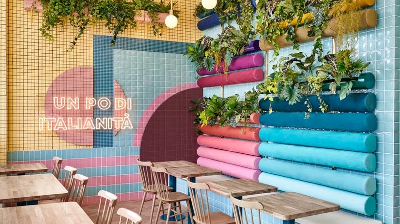 Masquespacio ha diseñado el brillante y colorido restaurante Piada Lyon en Francia