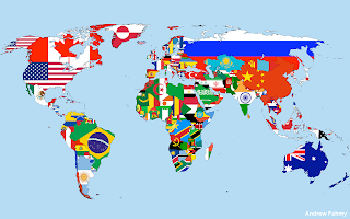 Carte du monde drapeau
