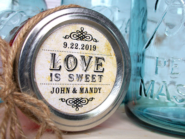 Vintage Love is Sweet wedding canning labels