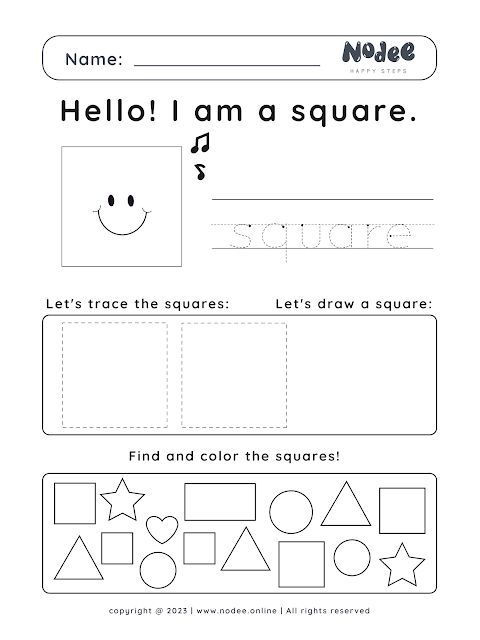 Square - Shapes Nursery worksheets Learning Shapes for kids