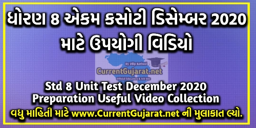 Std 8 Unit Test December 2020 Preparation Useful Video Collection