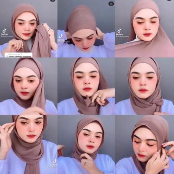 Lipat dan sampirkan hijab plisket ke depan