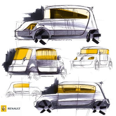 Renault Less polished sketches of a Renault inspired by the R4