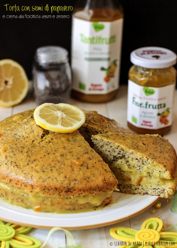 Torta con semi di papavero e crema alla Fiordifrutta agrumi e zenzero