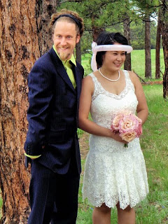 Josh Blue with his ex-wife Yuko Kubota in their wedding dress