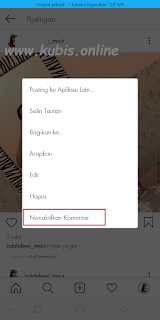 Cara Menonaktifkan Komentar Intagram