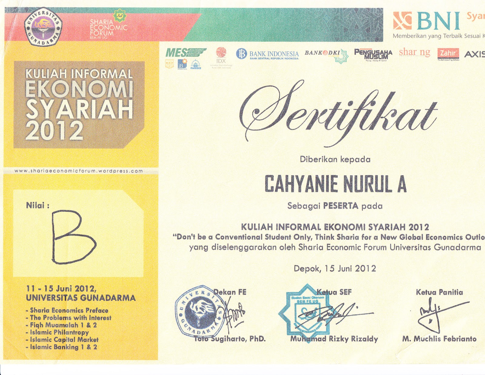 You'll Never Walk Alone: sertifikat kuliah informal