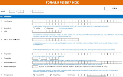 Formulir Dapodik Peserta Didik SD-SMP-SMA-SMK 2018