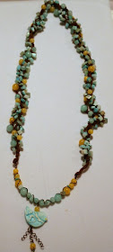Tweetie: polymer art bead by Jeannie Dukic, bronze, jade, blue stone, ooak necklace, Echo Creative Club :: All Pretty Things