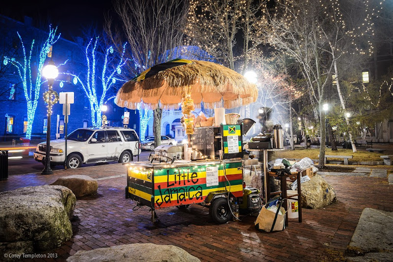 Little Jamaica Food Cart in Post Office Park. Portland, Maine Old Port. December 2013. Photo by Corey Templeton.