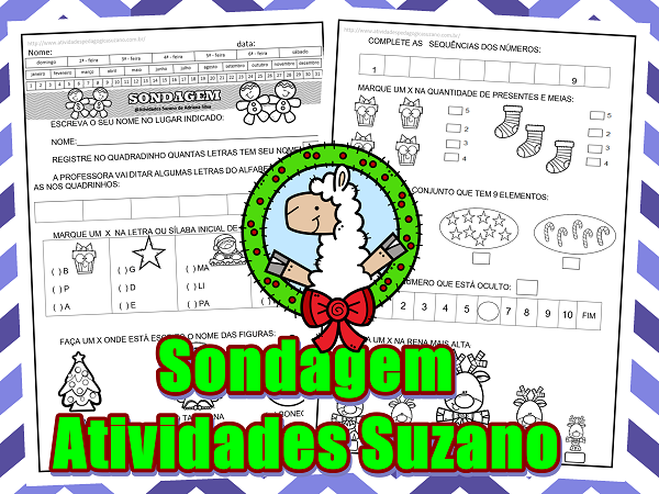 Sondagem 1º ano língua portuguesa e matemática tema natal em pdf