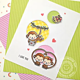 Sunny Studio Stamps: Love Monkey Staggered Circle Dies Monkey Themed Love Card and Franci Vignoli