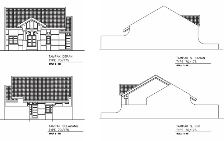 Sketsa Desain Rumah Minimalis Tampak Depan Samping Belakang 