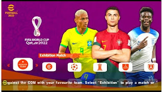 Download PES TM Arts 2023 PPSSPP HD FIFA World Cup Qatar 2022 Peter Drury Commentary Update Kits Real Faces