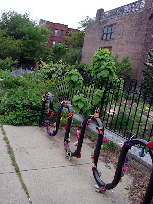 South End Boston knitters street art flowers bike bicycle rack