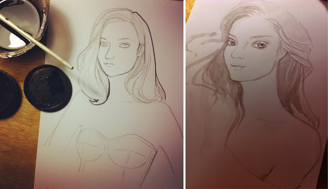 girl portraits illustration process blogpost india ink on paper