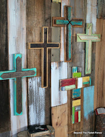 reclaimed wood, rustic cross, salvaged, spring decor, barnwood, Christian, http://bec4-beyondthepicketfence.blogspot.com/2016/02/more-rustic-crosses-and-finding-waldo.html