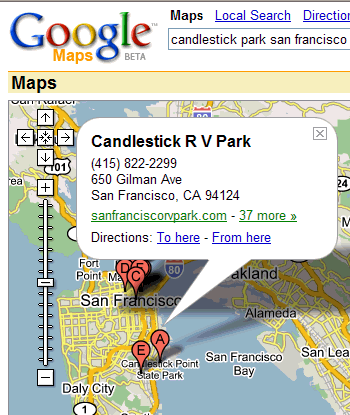 Google maps candlestick map