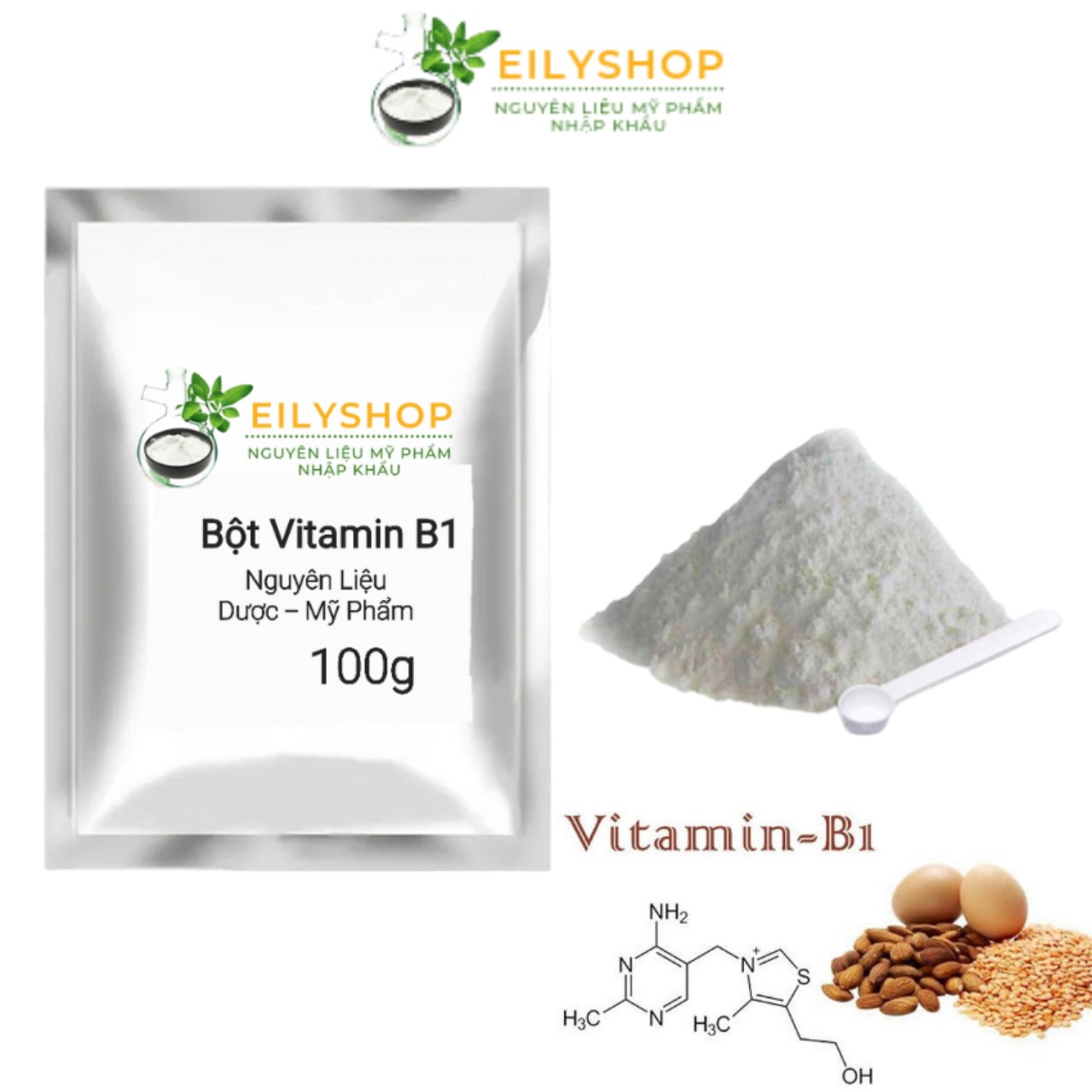 Bột Vitamine B1 (Thiamin) siêu mịn làm đẹp, Nguyên liệu Dược - Mỹ Phẩm - nguyên liệu mỹ phẩm Nhập Khẩu