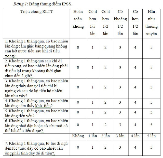 Bảng thang điểm IPSS